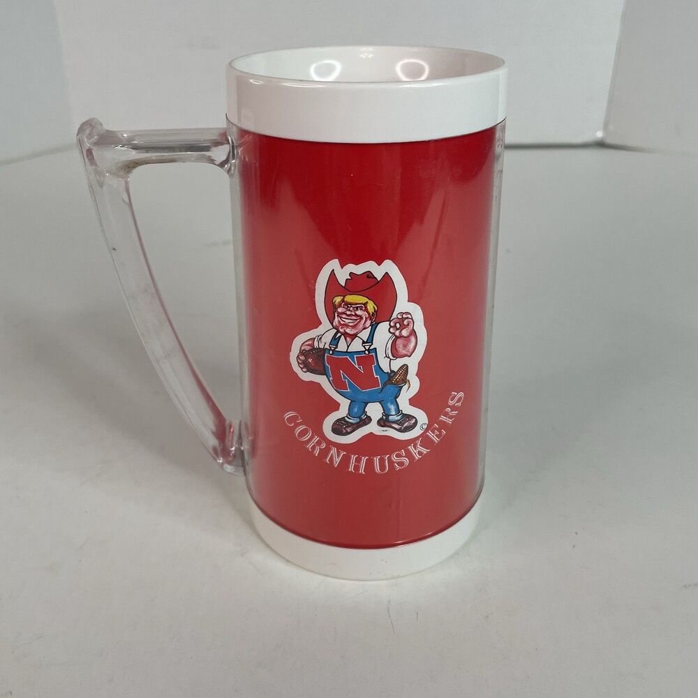 Vintage Nebraska Cornhuskers Thermal Mug, Red, Handle, Logo